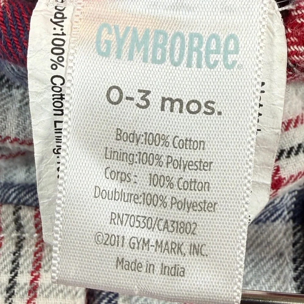 GYMBOREE Baby‎ Boys’ Red Fleece Lined Plaid Dalmatian Patch Flannel Shirt 0-3M